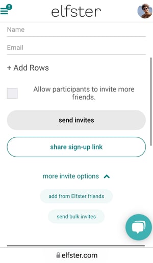 Invitation screen