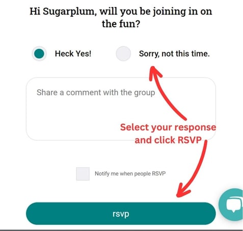 Select your response and click RSVP